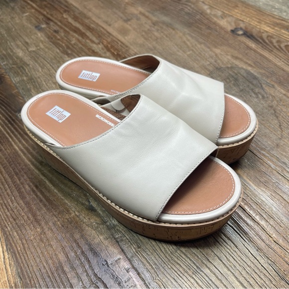 Fitflop Women Eloise Espadrille Leather Wedge Cross Slides |HS6-001| Black